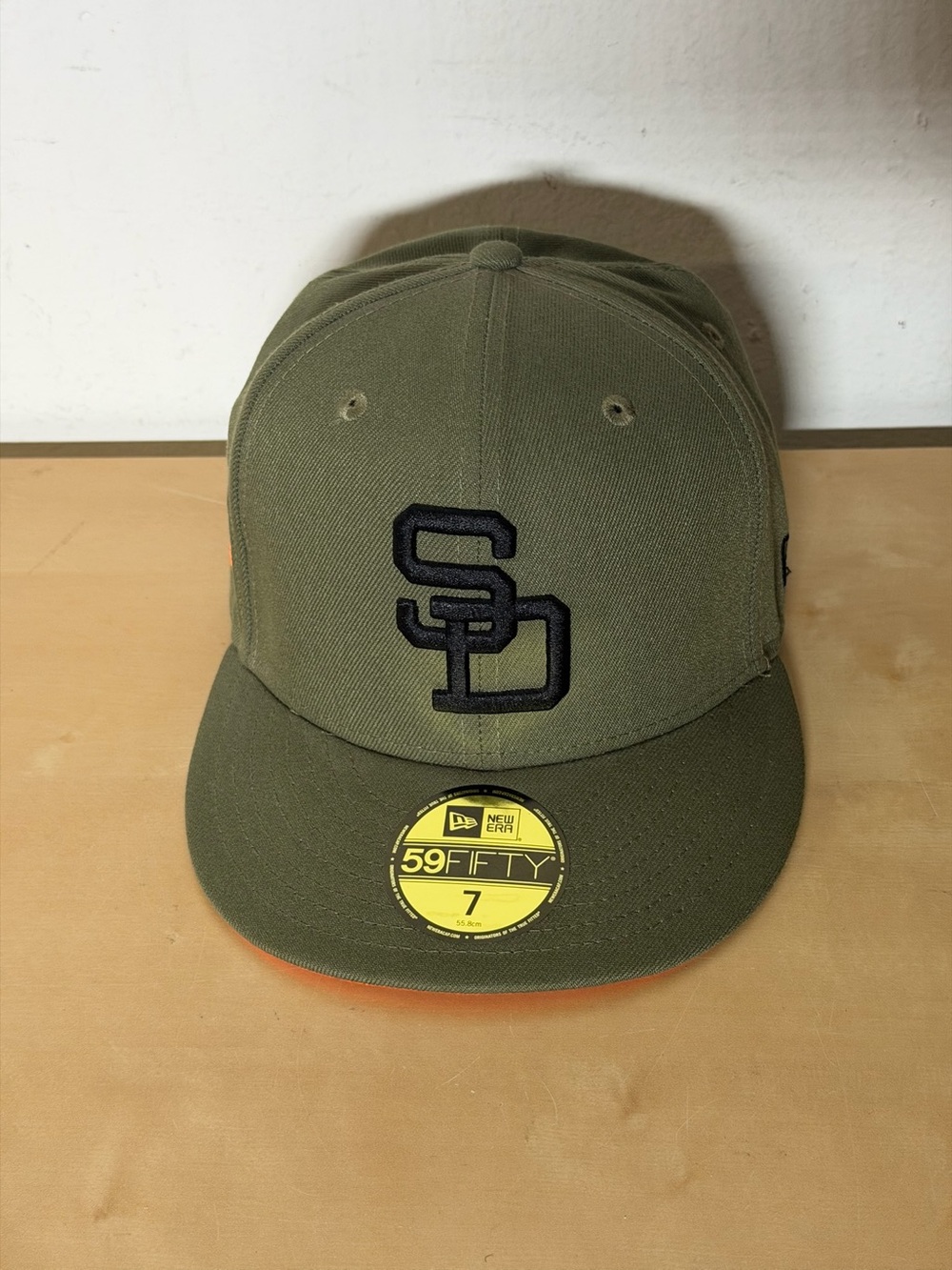 San Diego Padres New Era Stadium Logo Hunter Flame 59FIFTY Hat Olive 7